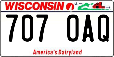 WI license plate 707OAQ