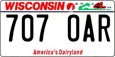 WI license plate 707OAR