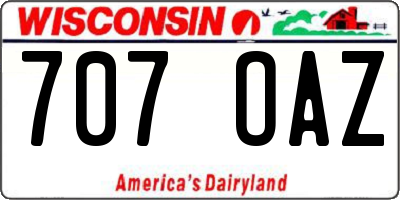 WI license plate 707OAZ