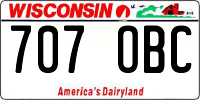 WI license plate 707OBC
