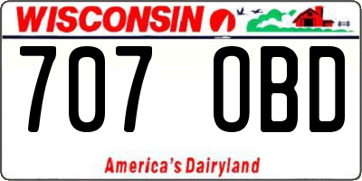 WI license plate 707OBD