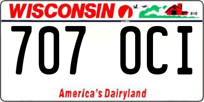 WI license plate 707OCI