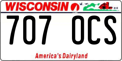 WI license plate 707OCS