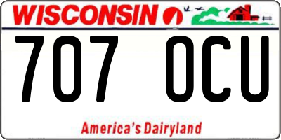 WI license plate 707OCU