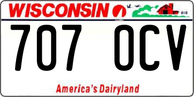 WI license plate 707OCV