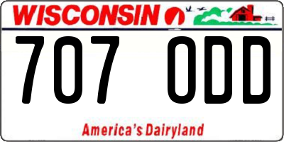 WI license plate 707ODD