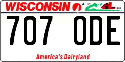 WI license plate 707ODE