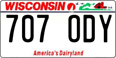 WI license plate 707ODY