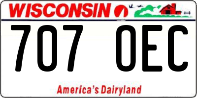 WI license plate 707OEC