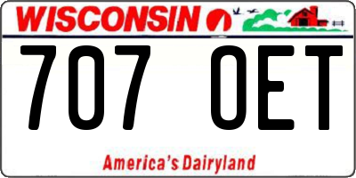 WI license plate 707OET
