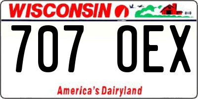 WI license plate 707OEX