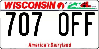 WI license plate 707OFF