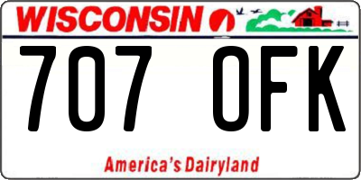 WI license plate 707OFK