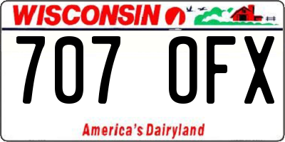WI license plate 707OFX