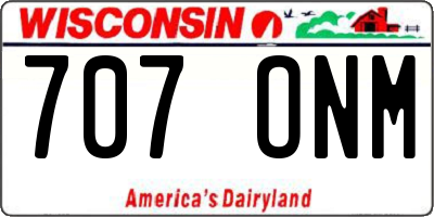 WI license plate 707ONM