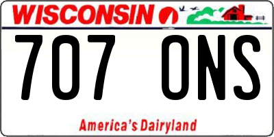 WI license plate 707ONS