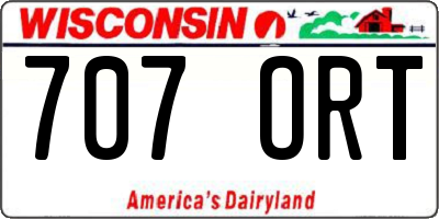 WI license plate 707ORT