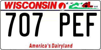 WI license plate 707PEF