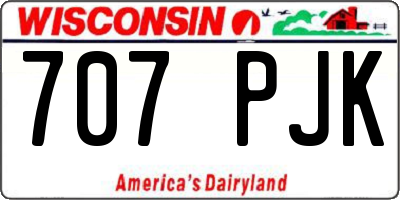 WI license plate 707PJK