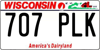 WI license plate 707PLK