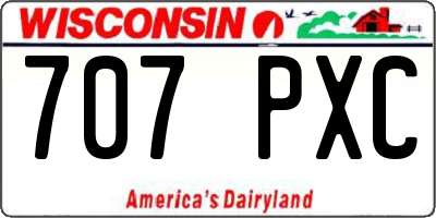 WI license plate 707PXC