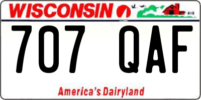 WI license plate 707QAF