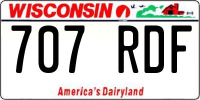 WI license plate 707RDF