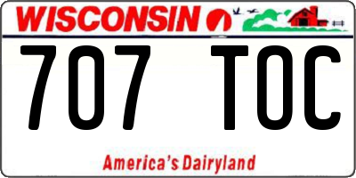 WI license plate 707TOC