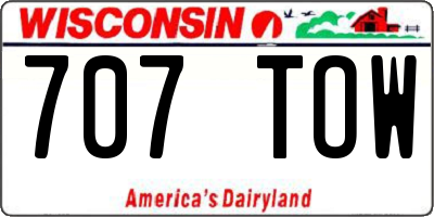 WI license plate 707TOW