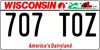 WI license plate 707TOZ