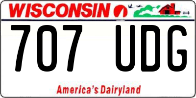 WI license plate 707UDG