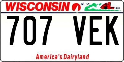 WI license plate 707VEK