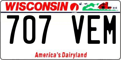 WI license plate 707VEM