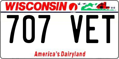 WI license plate 707VET