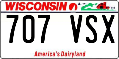WI license plate 707VSX
