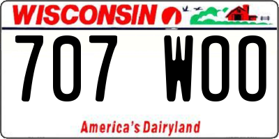 WI license plate 707WOO