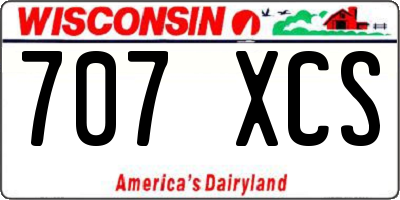 WI license plate 707XCS
