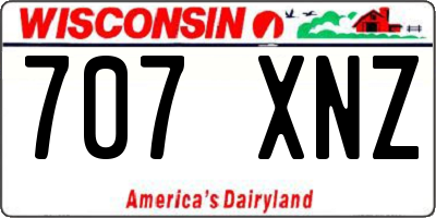 WI license plate 707XNZ