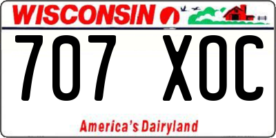 WI license plate 707XOC