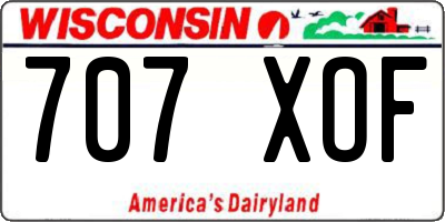 WI license plate 707XOF