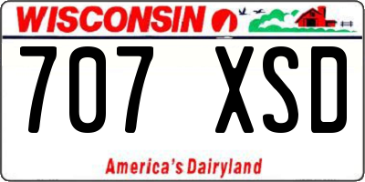 WI license plate 707XSD