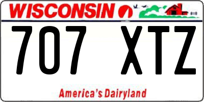 WI license plate 707XTZ