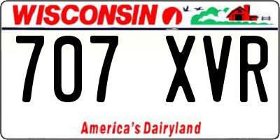WI license plate 707XVR