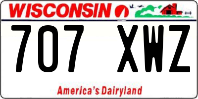 WI license plate 707XWZ