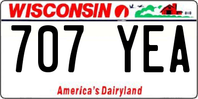 WI license plate 707YEA