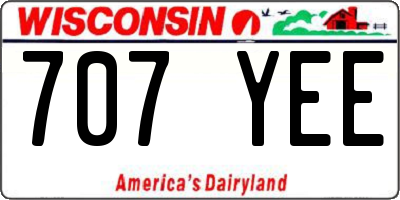 WI license plate 707YEE