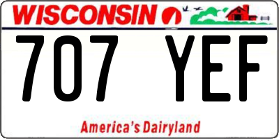WI license plate 707YEF