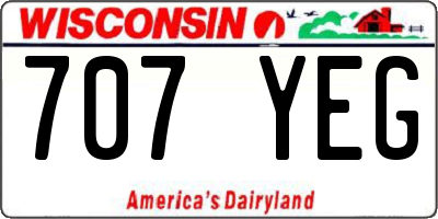 WI license plate 707YEG