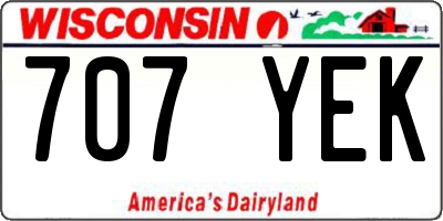 WI license plate 707YEK