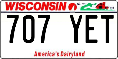 WI license plate 707YET
